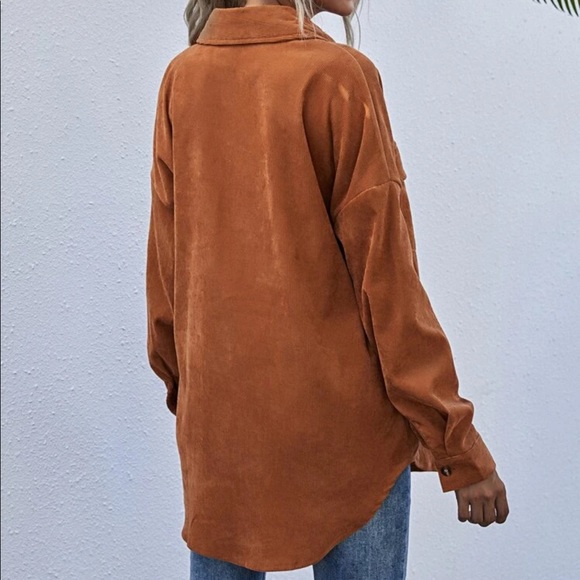 Corduroy Boyfriend fit oversized shacket jacket - Picture 5 of 9